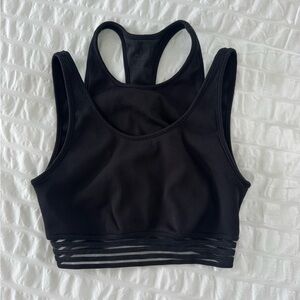 Alo Yoga Black Ribbed Sports Bra with mesh - small